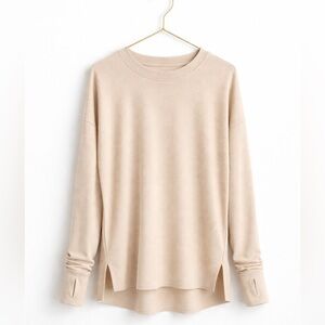 BENCH Beige Minimalist Long Sleeve Thumbhole Top Size M Recycled Casual Layering